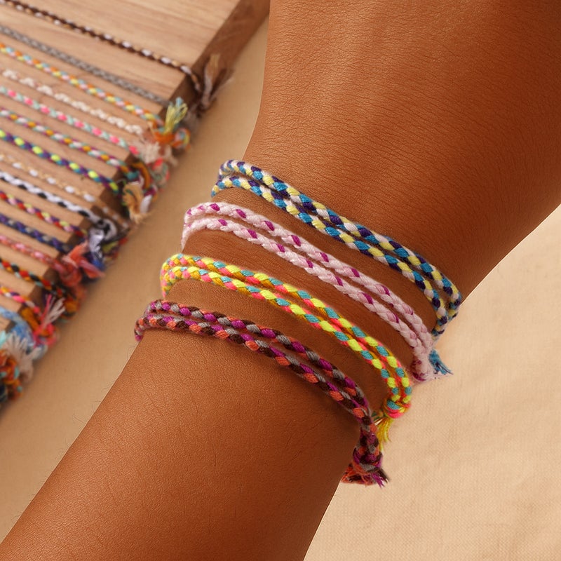 Bohemian Style Cotton Rope Braided Trendy Bracelet Bracelet For Men And Women Summer Beach Colorful Hand-Rubbed Friendship Rope Bracelet - Image 2